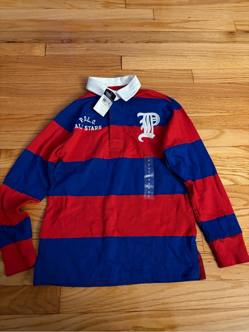 Polo by Ralph Lauren Boys' Red & Blue Striped Rugby Shirt with White Collar